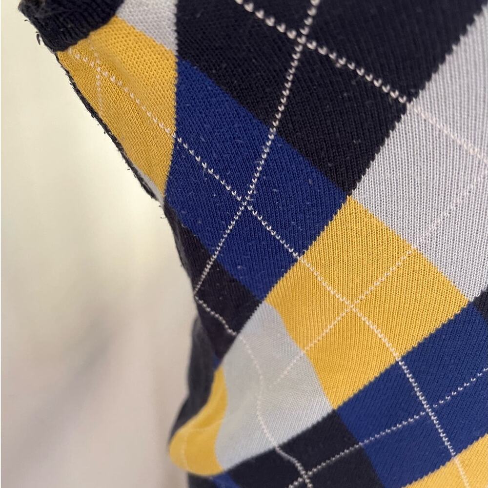 90s Vintage NY&Co Argyle Sweater Shirt Medium Faux Layered Y2K Preppy Academia - Picture 13 of 16